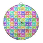 Rainbow PolkaDot Heart Pattern Dartboard With Darts