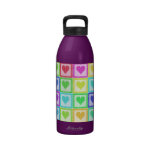 Rainbow PolkaDot Heart Pattern Reusable Water Bottle