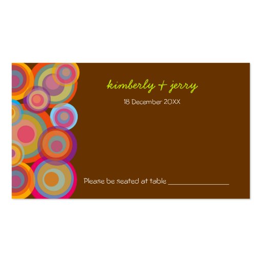 Rainbow Pop Circles Fun Groovy Place / Table Card Business Card (front side)