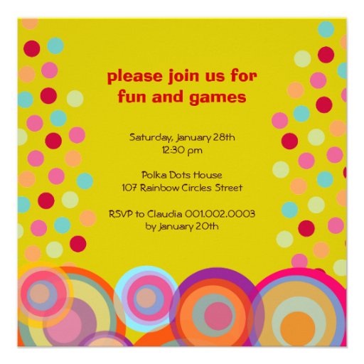Rainbow Pop Circles Kids Birthday Party Invitation