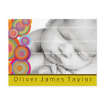 Rainbow Pop Circles Photo Birth Announce Postcard Rainbow Pop Circles Photo Birth Announce Postcard