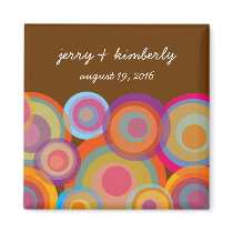 Rainbow Pop Circles Save Date / Gift Favors Magnet