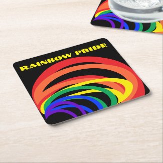 Rainbow Pride Abstract Square Paper Coaster