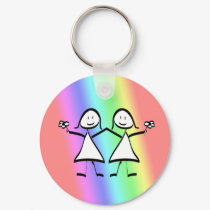 Rainbow Pride Lesbian Brides keychains