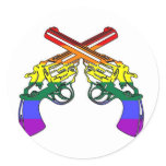 Rainbow Pride Pistols Round Stickers