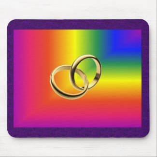 Rainbow Pride with Gold Wedding Bands mousepad