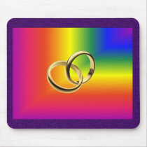 Rainbow Pride with Gold Wedding Bands mousepads