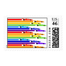 Rainbow Racers Gay Postage Stamps