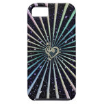 Rainbow Rays on Jeweled Sky with Music Clef Heart iPhone 5 Case
