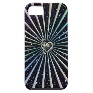 Rainbow Rays on Jeweled Sky with Music Clef Heart iPhone 5 Case