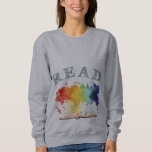 Rainbow Read Watercolor Book Lovers Sweatshirt