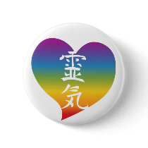 Rainbow Reiki Heart Button