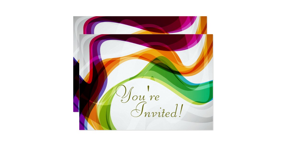 Rainbow Ribbons Wedding Invitation 1 Zazzle 3036