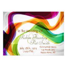 Rainbow Ribbons Wedding Invitation - 1