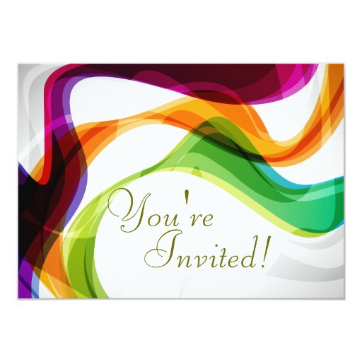 Rainbow Ribbons Wedding Invitation 1 Zazzle 5548