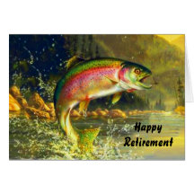 Rainbow River Trout Jumping Retirement Card
