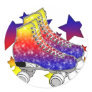 Rainbow Rollerskates Round Stickers Rainbow Rollerskates Round Stickers