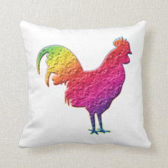 Rainbow rooster throw pillow
