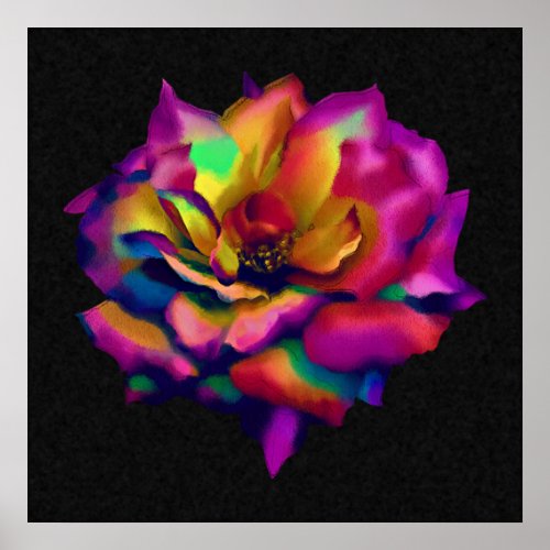 Rainbow Rose Blossom Poster print