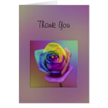 Rainbow Rose Flower Thank You Cards