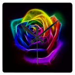 Rainbow Rose Fractal Clocks