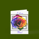 Rainbow Rose I Love You Card