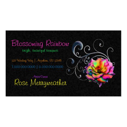 Rainbow Rose Standard Card Business Card (front side)