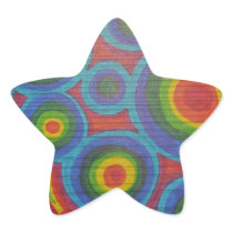 Rainbow Rounds - Abstract Circles Pattern Design Star Stickers