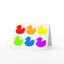 Rainbow Rubber Ducks Greeting Card