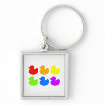 Rainbow Rubber Ducks Key Chain