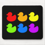 Rainbow Rubber Ducks on Black mousepads