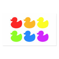 Rainbow Rubber Ducks Rectangle Sticker