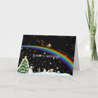 Rainbow Santa Christmas Card card