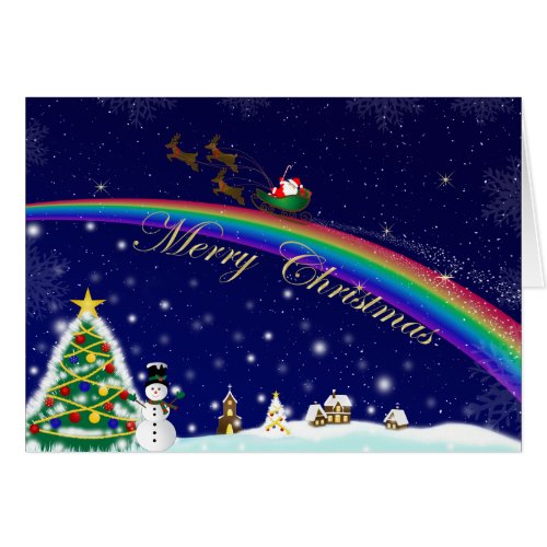 Rainbow Santa Christmas Card