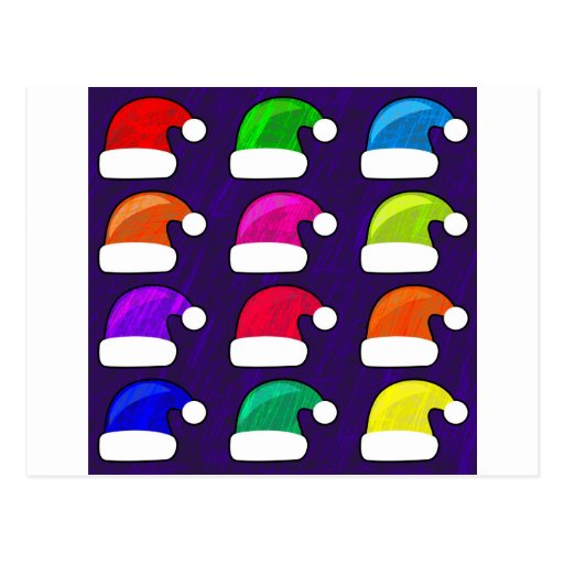 Rainbow Santa Hat Postcard | Zazzle