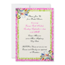 Rainbow scroll leaf damask wedding bridal shower personalized invitation