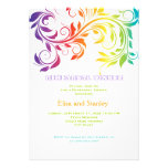 Rainbow scroll leaf wedding rehearsal dinner card at Zazzle