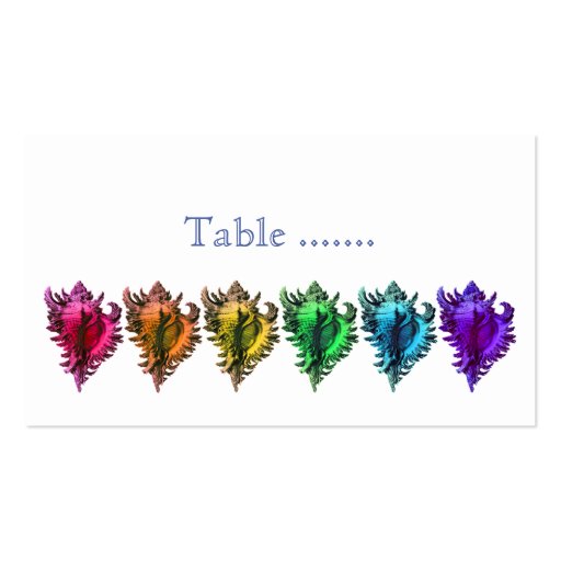 Rainbow Sea Shells Reception Table Seating Cards Business Card (back side)