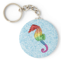 Rainbow Seahorse Key Chain