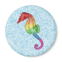 Rainbow Seahorse Refrigerator Magnet