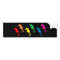 Rainbow Seahorses bumper stickers by rainbowthree Rainbow Seahorses bumper stickers