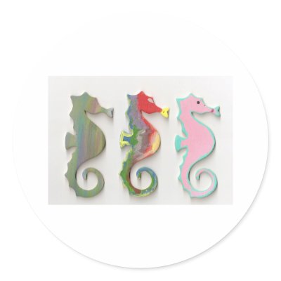 RAINBOW SEAHORSES STICKER by stormy99