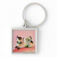 Rainbow Sherbert Kitty Kat keychain