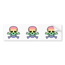 Rainbow Skull Bumper Sticker