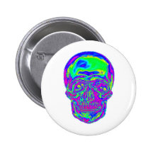 Rainbow Skull Pinback Buttons
