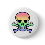 Rainbow Skull Round Pinback Button