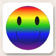 Rainbow Smiley Beverage Coasters