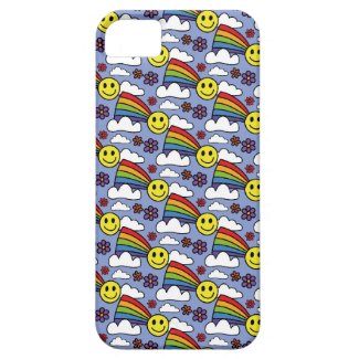 Rainbow Smiley Face and Flowers Hippie Pattern iPhone 5 Covers