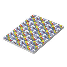 Rainbow Smiley Face and Flowers Hippie Pattern Scratch Pads