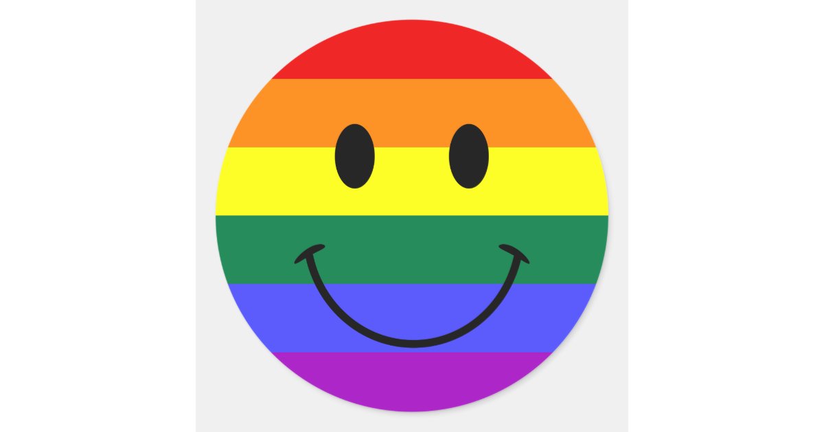 Rainbow Smiley Face Classic Round Sticker | Zazzle